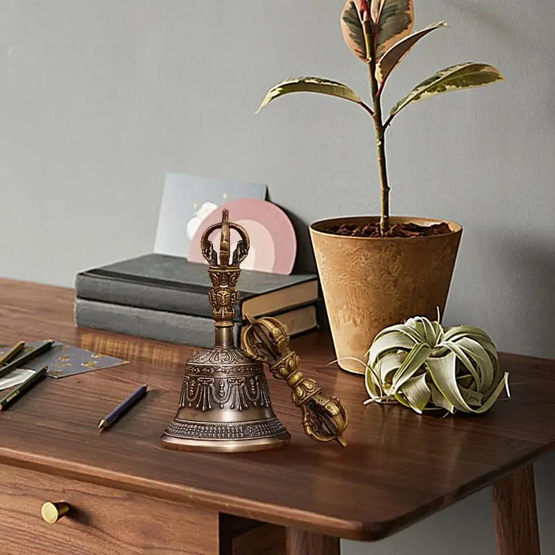 

Altar Bell Kongo Bell Dharma Object Handbells Dorje Vajra Musical Instruments Altar Singing Bowl For Spiritual Practice Kitchen