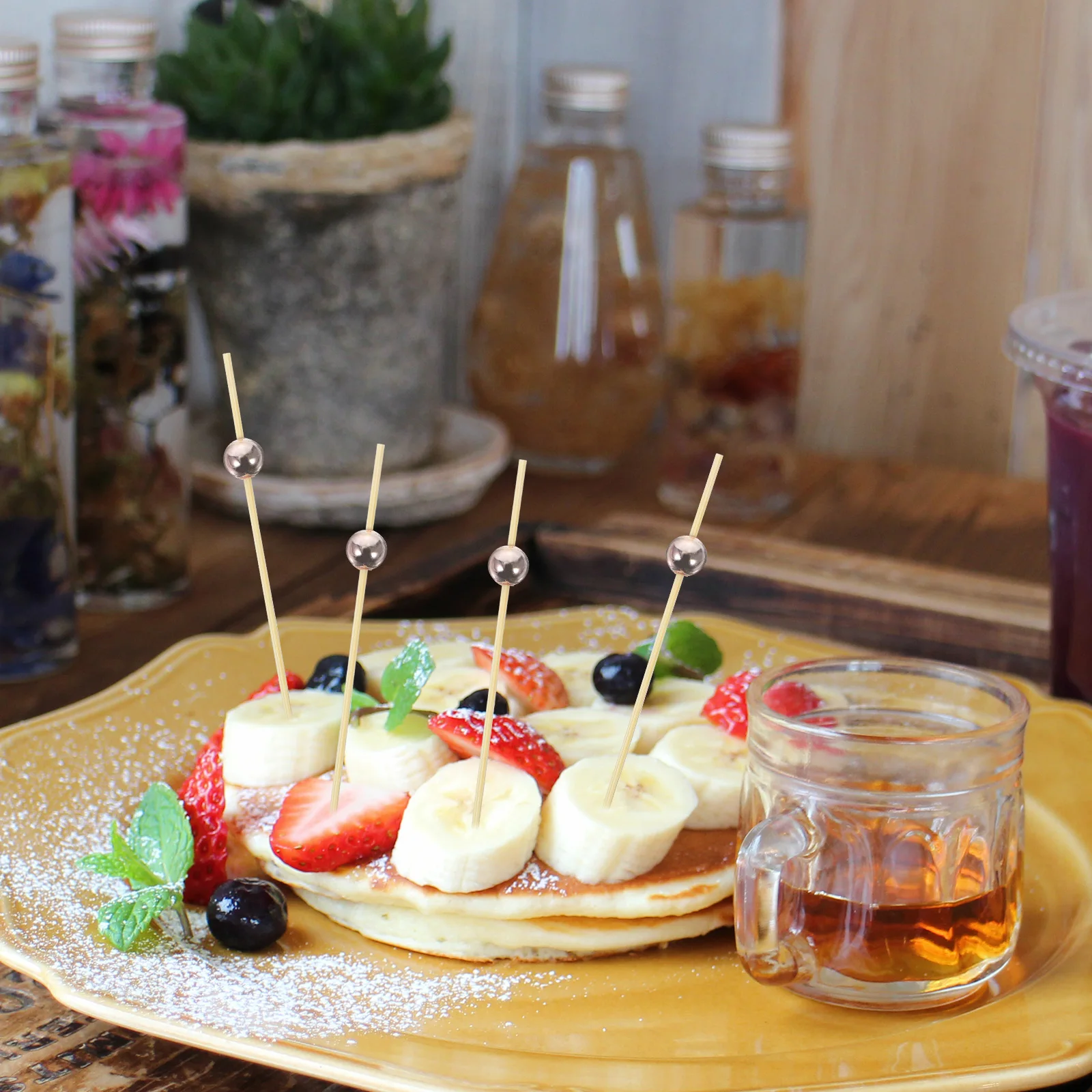 

100 шт. бамбуковые щипцы для еды, гладкие зубочистки для коктейлей без заусенцев для закусок, фруктов, десертов, вечерние кухонные барные инструменты, шампуры