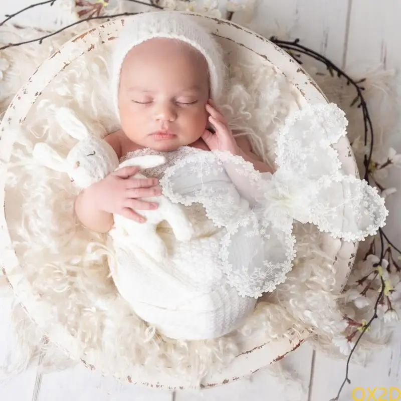 QX2D Infant Photoshooting Props Lace Butterfly Wing Costume Newborn Photography Suit