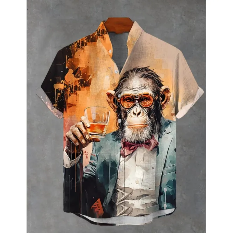 New Fashionable Luxury Hawaiian Holiday Beach Flower Cat Shirt 2025 Best Ethnic Style Clothing Camisa Hawaiana Hombre