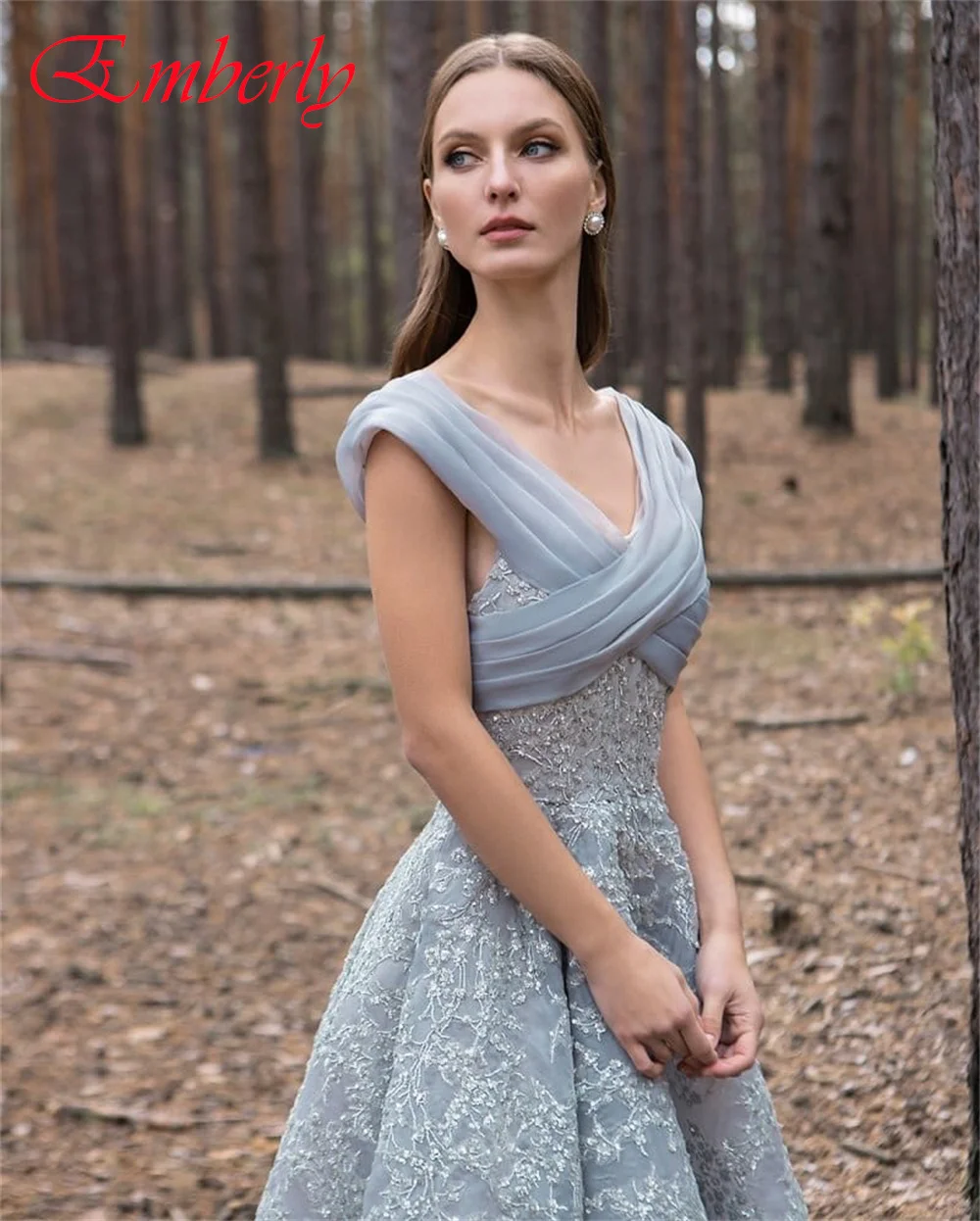 فستان سهرة رائع مزين بالأورجانزا مخصص أنيق على شكل حرف V قبالة الكتف فساتين لحضور الحفلات الموسيقية الفاخرة للمناسبات الخاصة