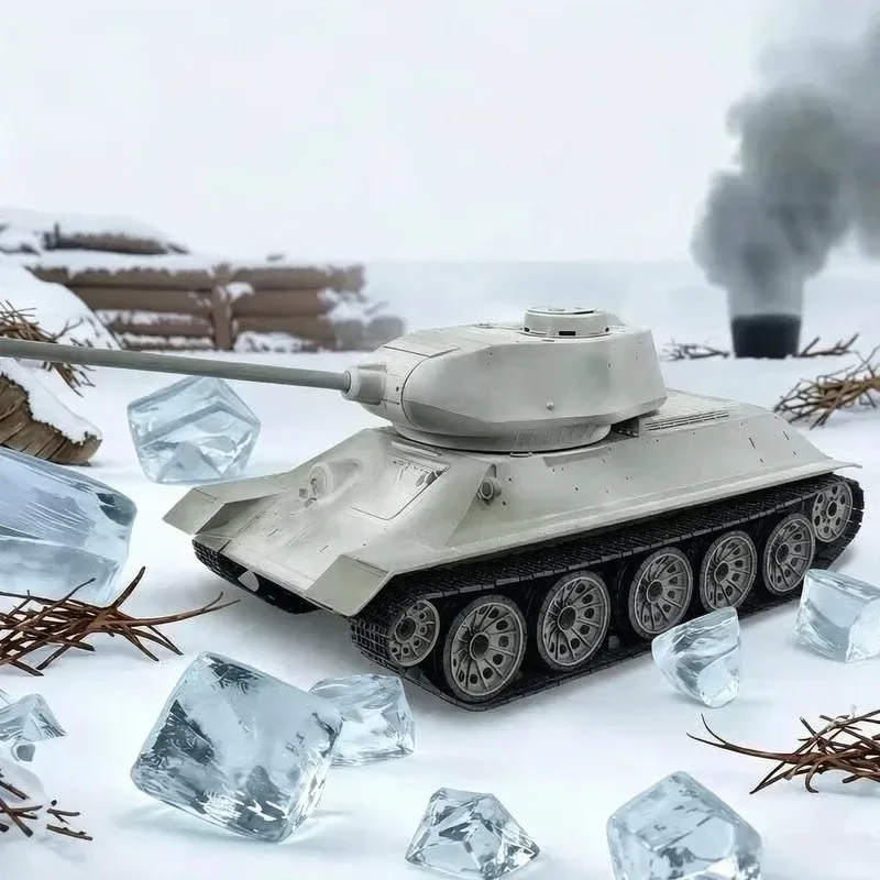 Henglong Soviet T34-85 3909 Snow‑White 1/16 Remote Control Metal Tracked Tank 7.0 Version Infrared Battle Electric RC Model Toy view 2
