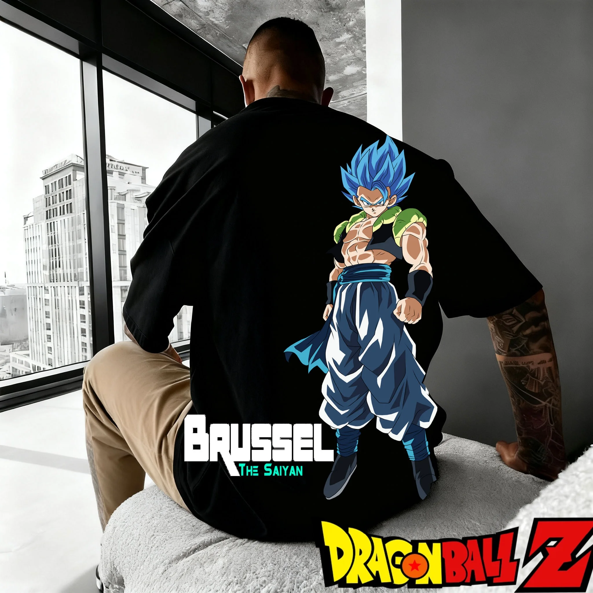 

Anime "Dragon Ball" Anime Blue Gojita Pattern Printing 2025 Summer New Hot Selling Men's Women's Loose Casual Cotton T-shirt