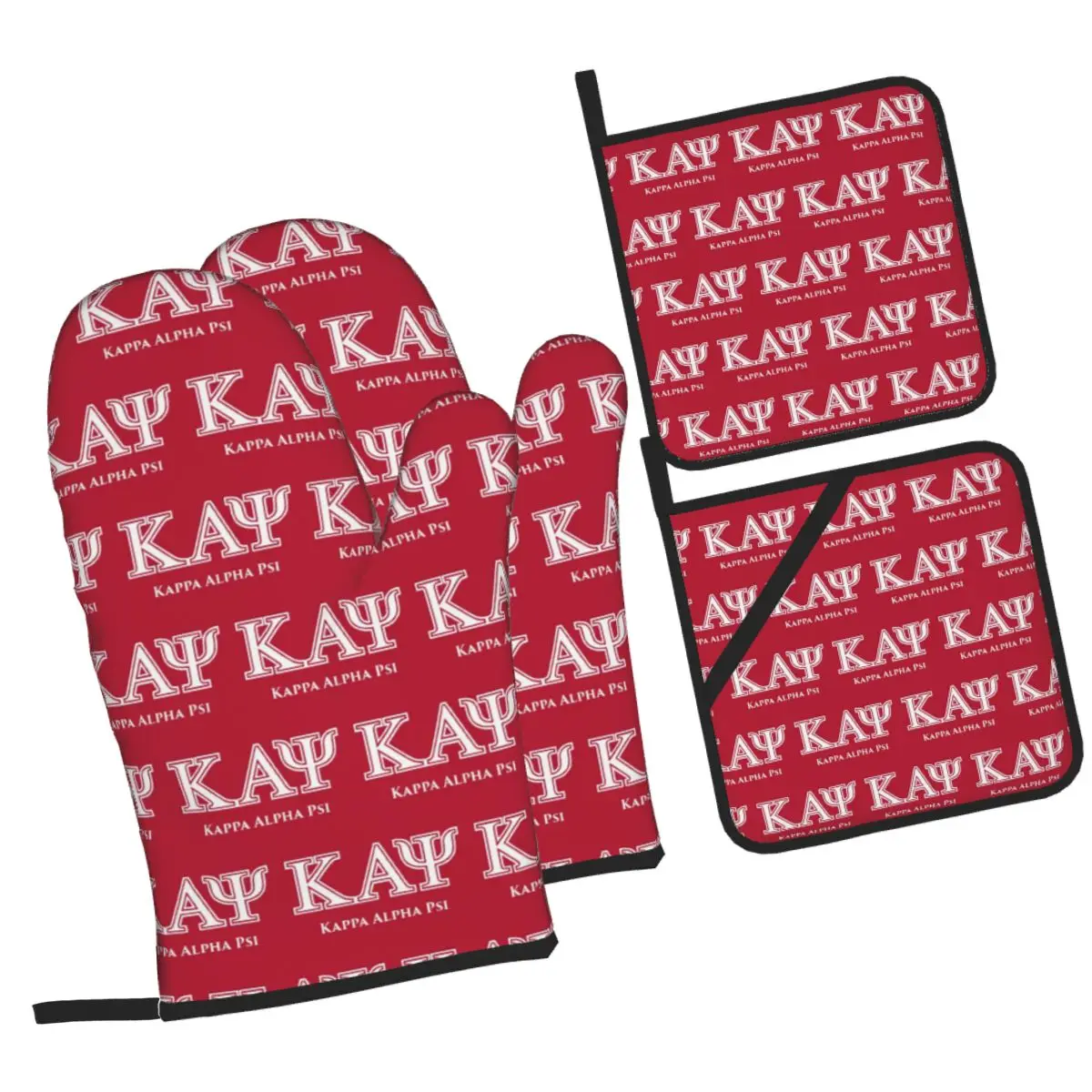 Kappa KAP Alpha Psi Oven Mitts and Pot Holder Sets of 4 for Baking Kitchen Cooking BBQ Resistant Non-Slip Gloves