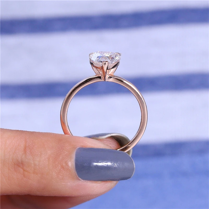 Fine Jewelry 14K Gold Ring 1.0 Carat Moissanite Ring Heart Cut Engagement Women Wedding Ring 18K 14K Yellow Real Gold Ring