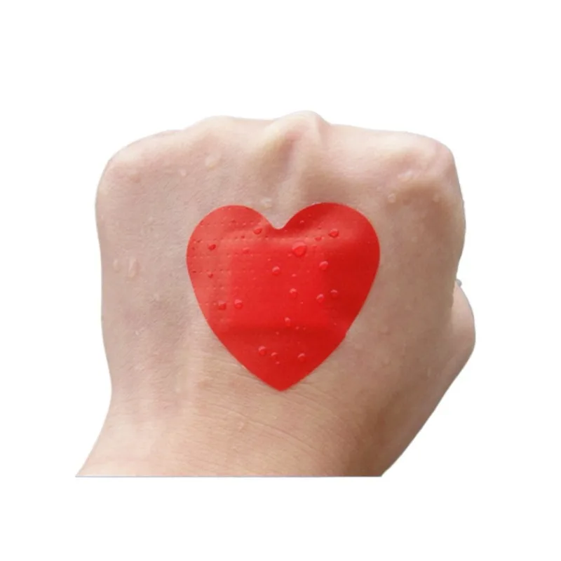 10pcs/set Red Heart Band Aid Waterproof Breathable Wound Plasters Heart Shaped Children Kids Skin Patch