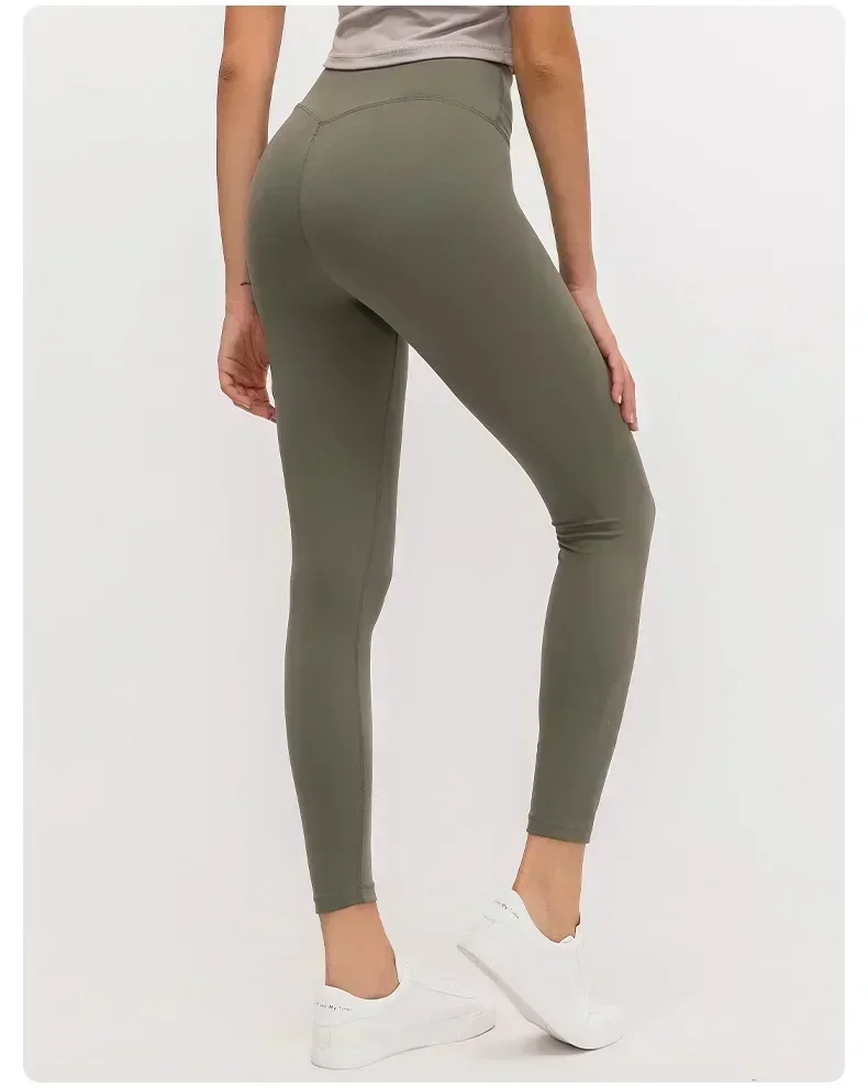 Limão Align-Calças de Yoga Feminina, Calças Justas Esportivas de Cintura Alta, Leggings de Ginásio, Sentimento Nu, Sem Costura Frontal, Treino, Corrida, Calças Fitness