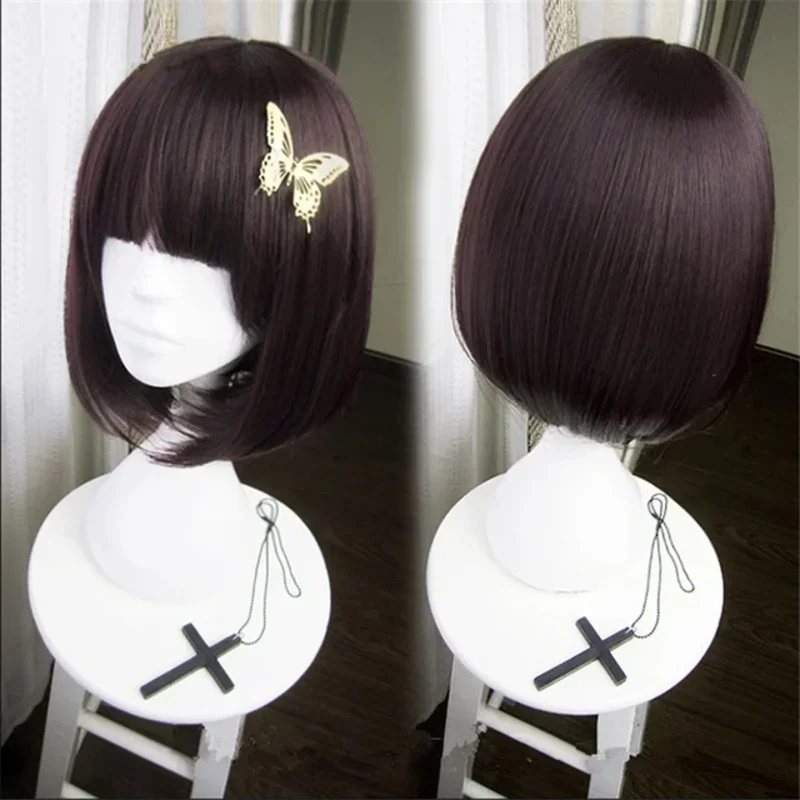 A Anime Akiko Yosano Cosplay Wigs Brown Short Curly Heat Resistant Synthesis Hair Bobo Wig Wig Cap