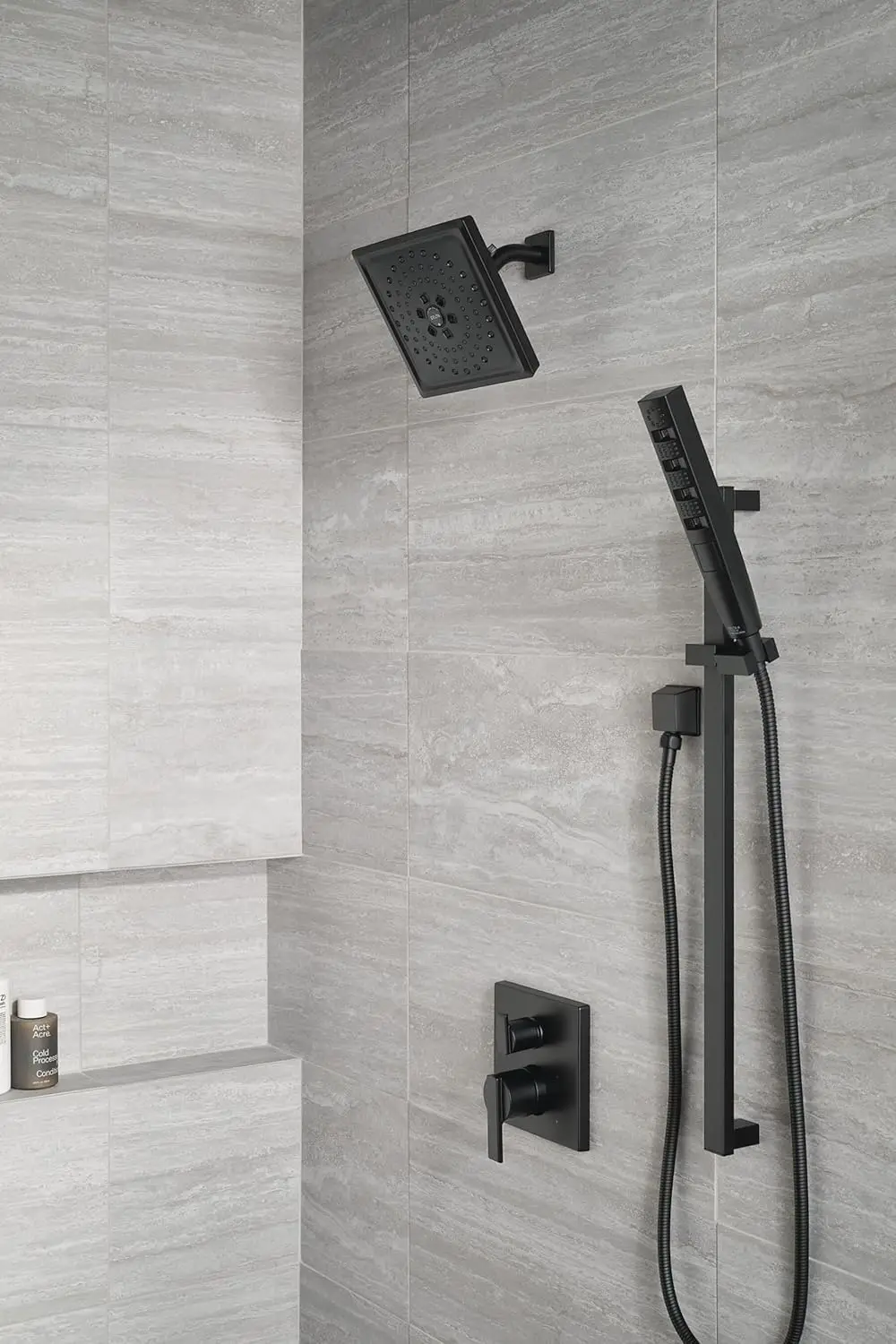 Faucet T24867-Bl Angular Modern Monitor 14 Series Valve 3-Setting Integrated Shower Trim With Diverter, Matte Black