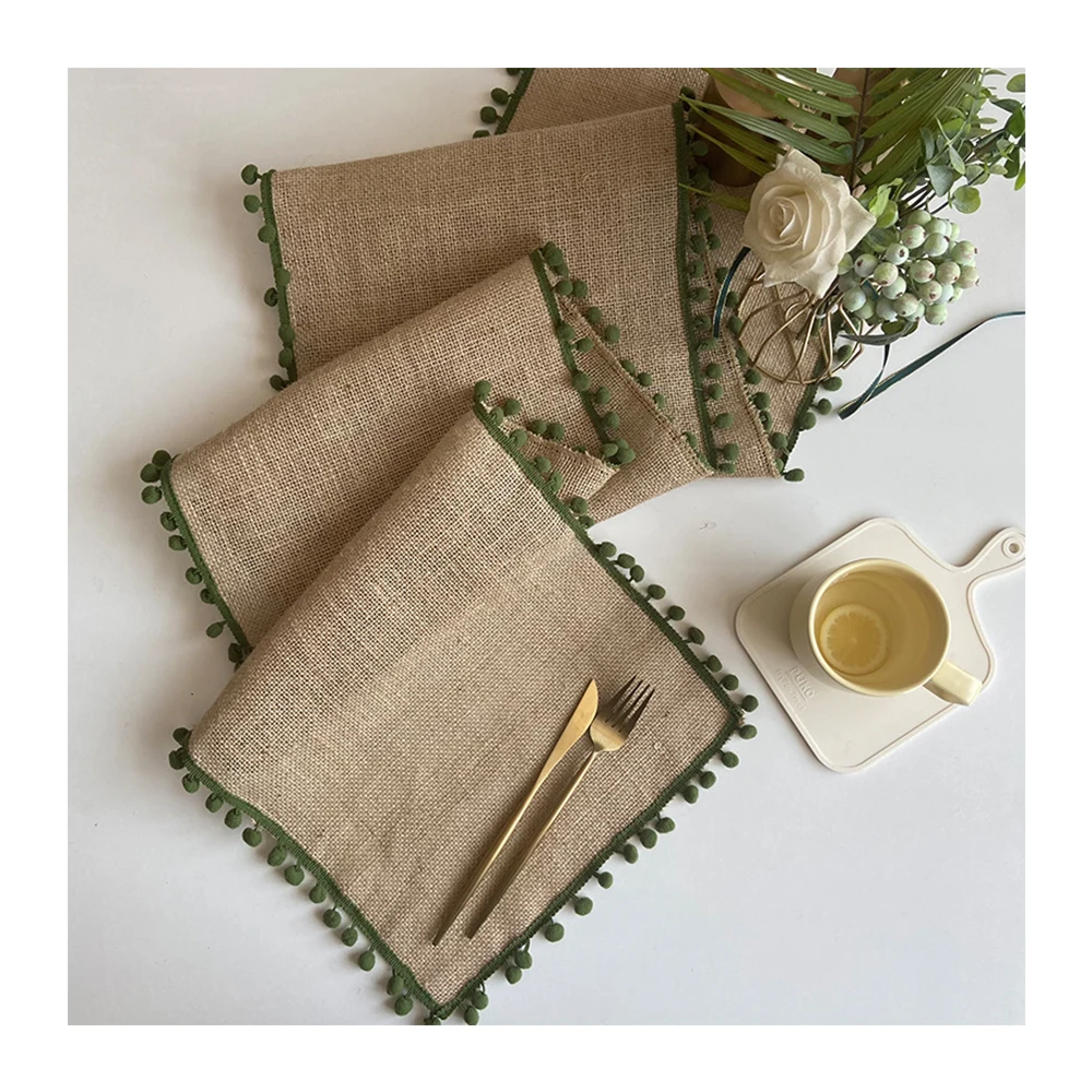 Wholesale vintage burlap table runners natural weave american style christmas table runner