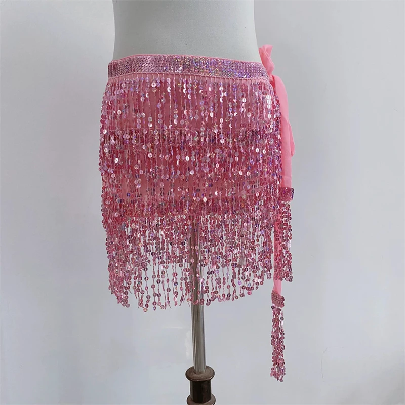 Bauchtanz-Hüfttuch für Damen, Pailletten-Fransengürtel, Tanzkostüm, Y2K-Accessoire, Halloween, Festival, Rave, Bühnenauftritt, Partykleidung – Detail 2