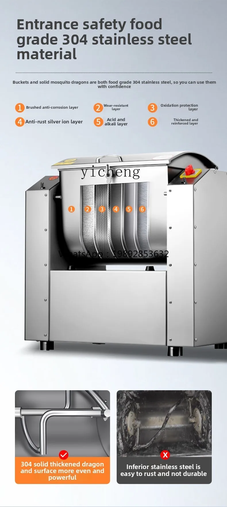 JX Dough Mixer Commercial New 5/10/15/25kg Silent Automatic Small Kneading Mixer