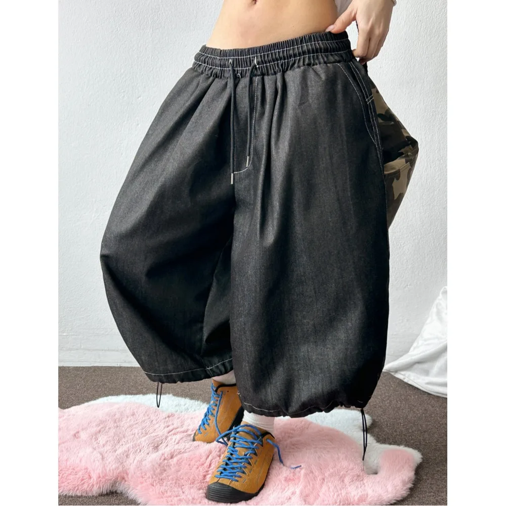 

Fashionable Large Shorts Casual Style Embroidered Patchwork Denim Balloon Rope Summer New Arrival Women's Loose Fit Jeans