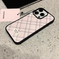 Blogger’s Style Lovely Girl Pink Check Phone Case For iPhone 16 Pro Max 15 14 13 12 11 Pro Mini 7 8 Plus Luxury Y2K Phone Cases