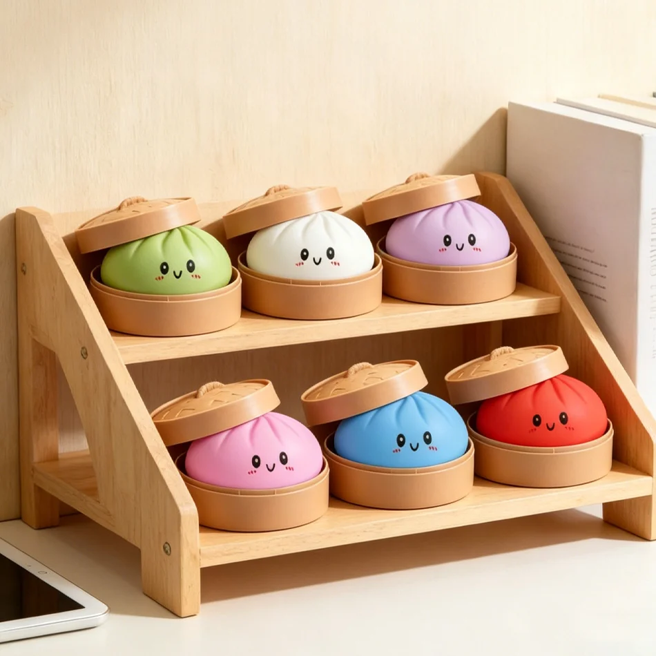Colorful Simulated Dumpling Pressure Relaxing Relieve AnxietyEnhance Happiness Reusable Rebound Squeeze Reliever Toy