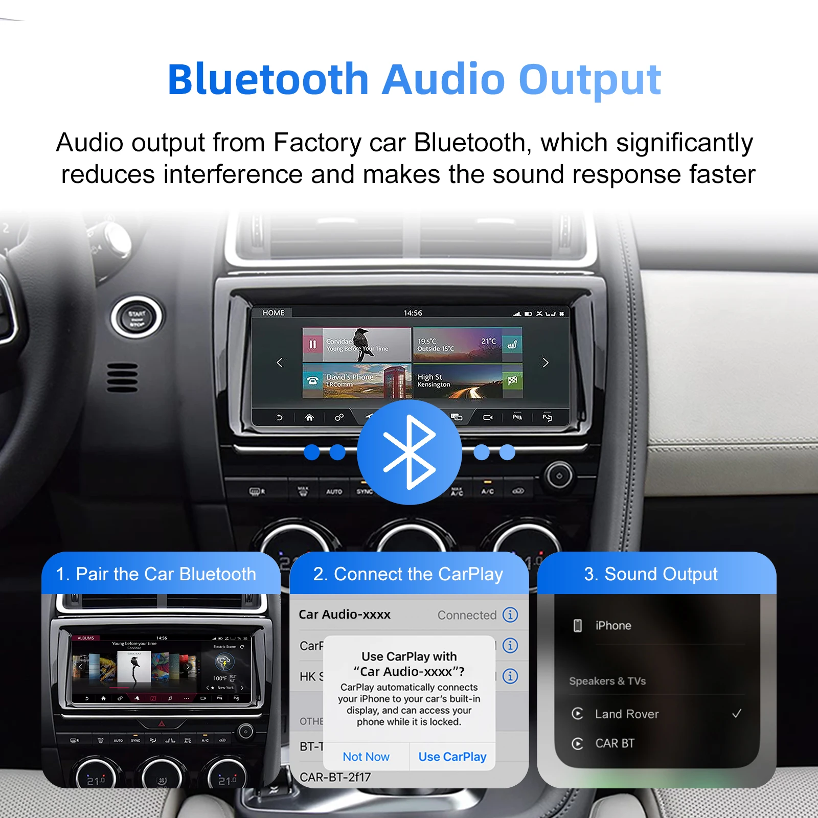 Ezonetronics Wireless CarPlay Android Auto Retrofit Kit لاند روفر رينج روفر إيفوك ديسكفري جاكوار XE XFL F-Type