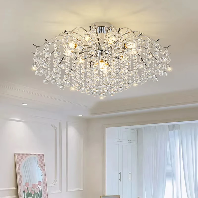 

European Crystal LED Chandelier, Luxury Villa Dining Room, Living Room, Bedroom, Kitchen Ceiling White Lighting Fixtures