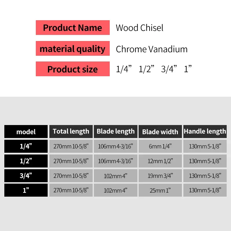 مجموعة إزميل الخشب الكروم الفاناديوم الصلب نحت حاد حافة شطبة قبضة لينة لنحت النجارة مع حقيبة لفة 4 قطعة