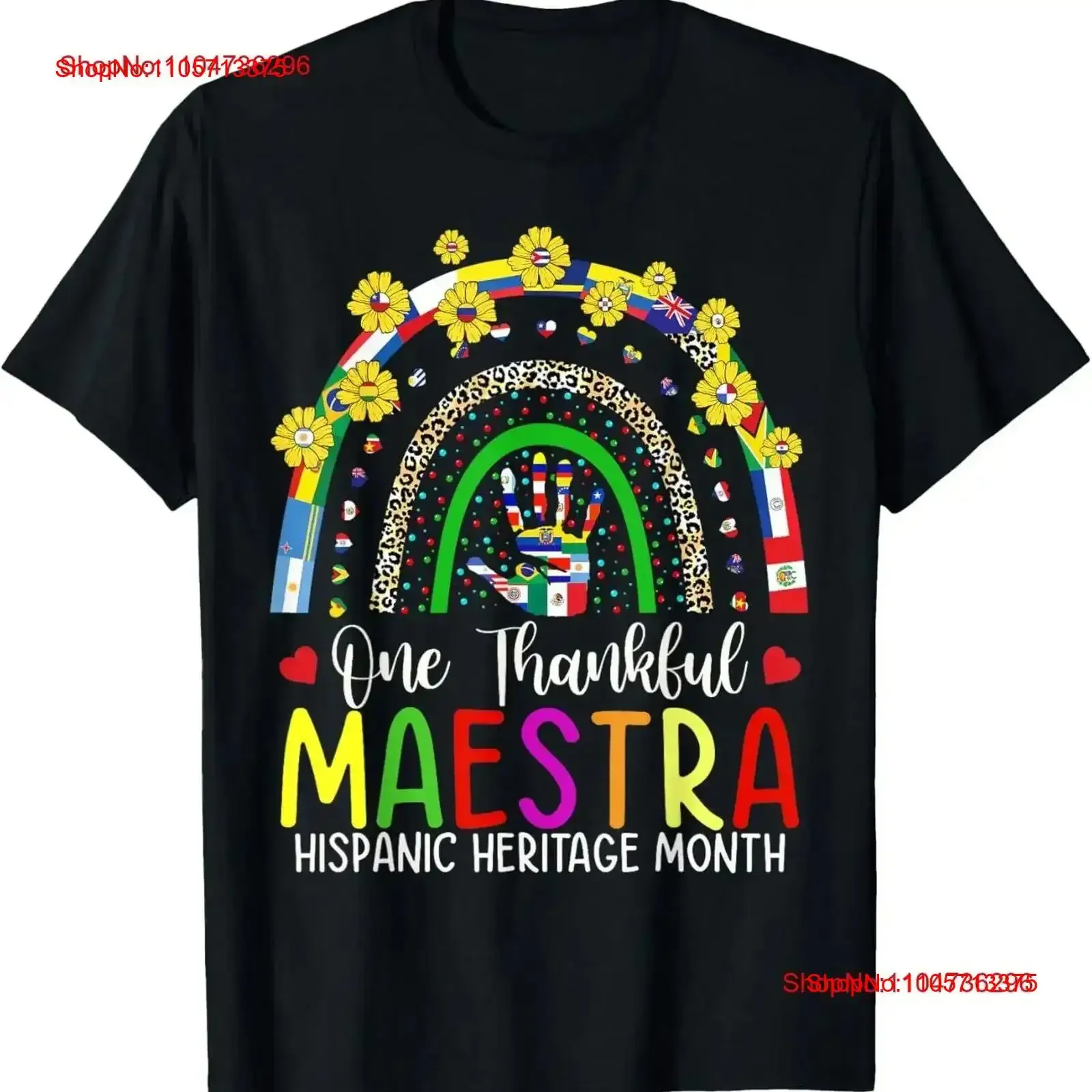 One Thankful Maestra Teacher Rainbow Hispanic Heritage Month T Shirt vintage Washed designer clothes Slightly Stretched Casual