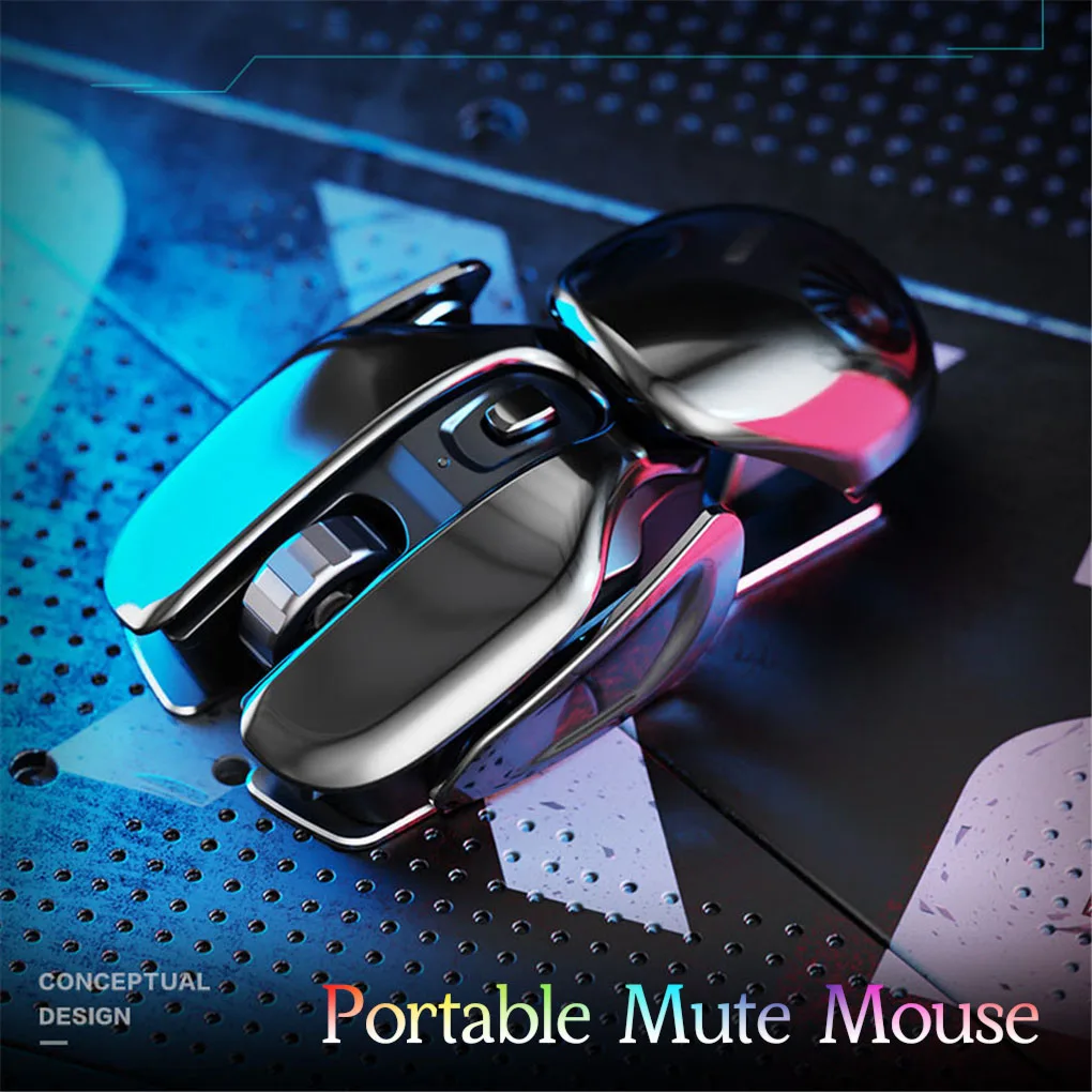 PX2 Metal 2.4G Wireless Mute 1600DPI Mouse 6 Buttons for PC Laptop Computer Gaming Office Home Aluminum Lightweight Mouse