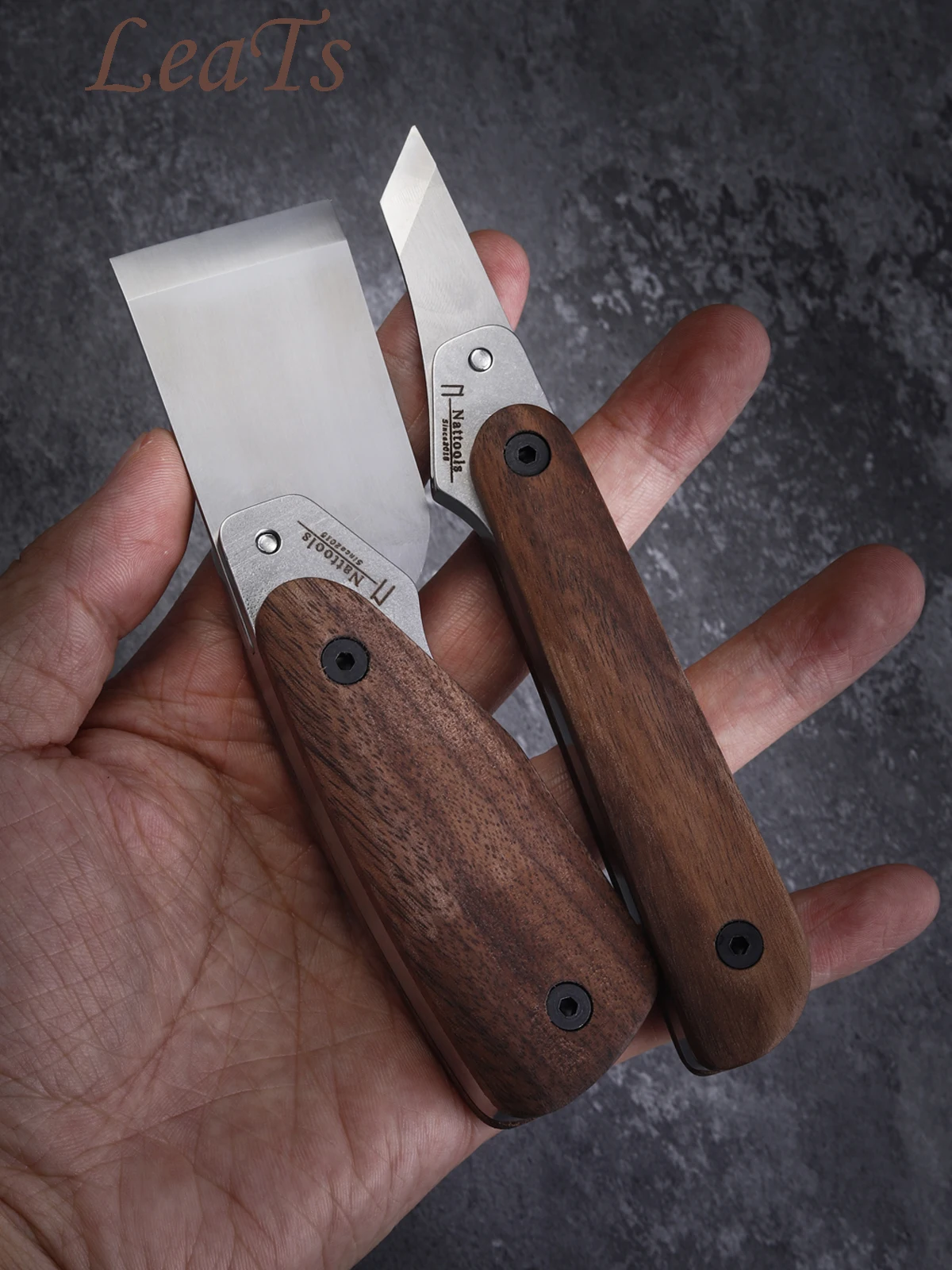 Nattools artigianato in pelle stile fatto a mano coltello da taglio in pelle materiale lama DC53 manico in legno di noce strumento da taglio in pelle