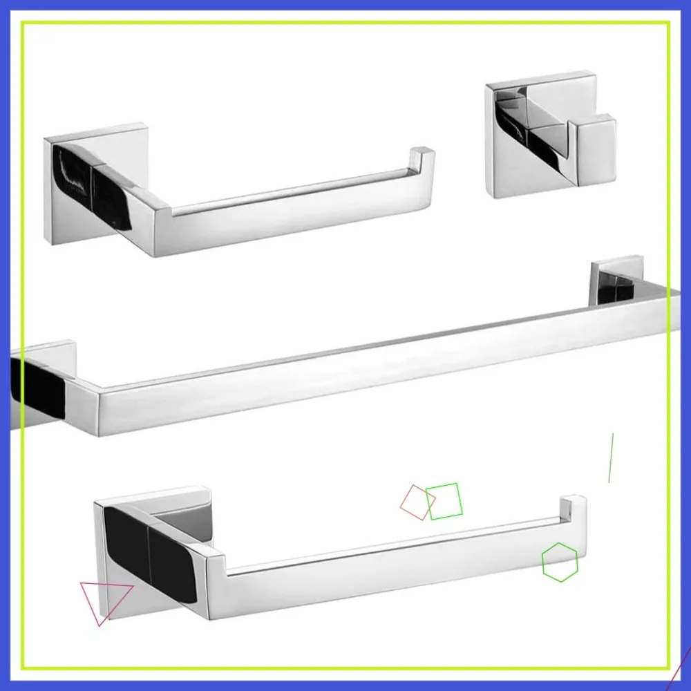 

Набор из 4 предметов для ванной комнаты из полированного хрома с держателем для полотенец из нержавеющей стали, современные аксессуары для полотенцесушителя для домашнего декора
