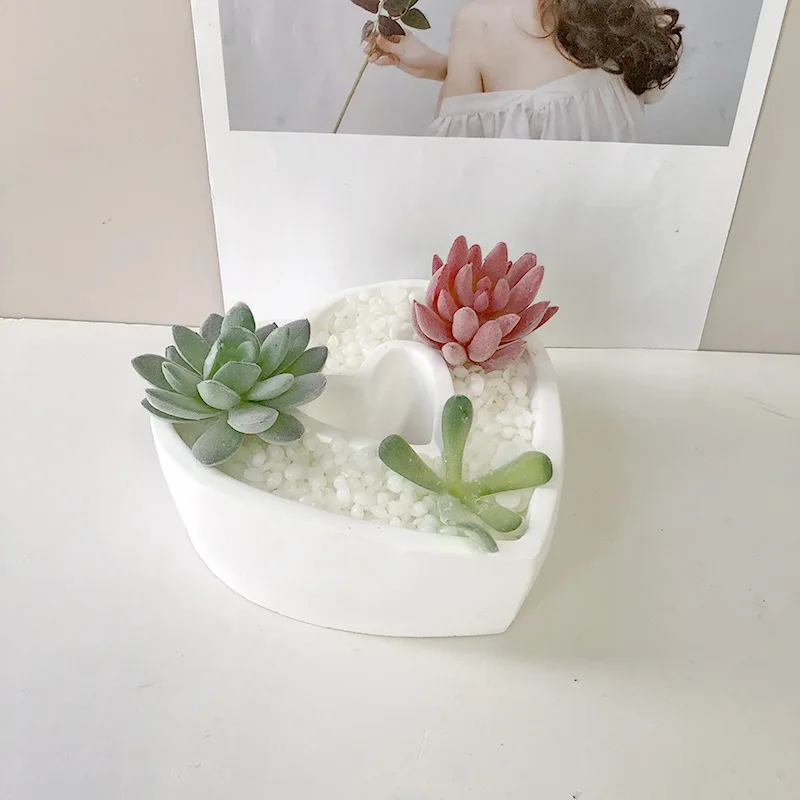 Succulent Pot Silicone Mold  Concrete Planter Molds Aroma Gypsum Casting Molds Heart Shape Garden Pot Molds Flowerpot Molds