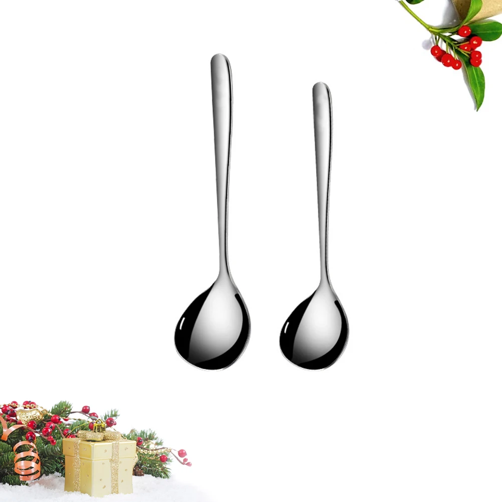 

2 PCS Spoons Stainless Steel Porridge Cooking Stirring Kitchen Utensil for Soup