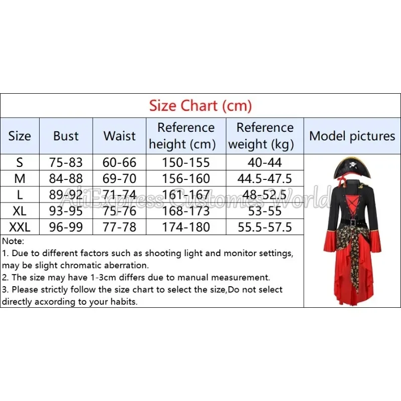 HN8 Female Caribbean Pirates Captain Cosplay Costume Halloween Suit Gothic Jack Woman Fancy Dress Role Playing Cosplay Suit 8…Gf