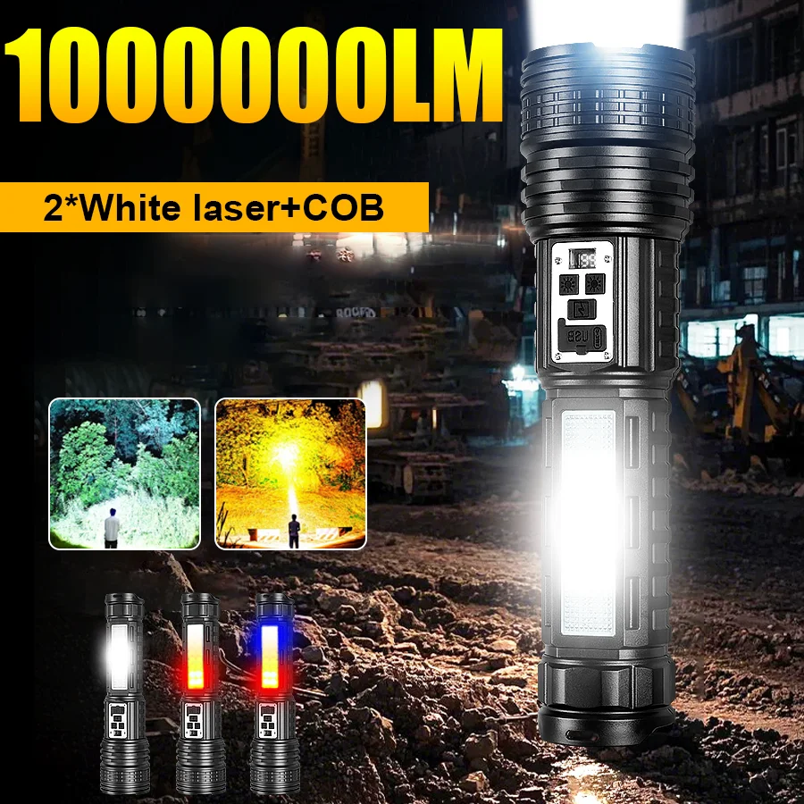 

15000mAh High Strong Power Led Flashlights Tactical Torch with Display Light USB Charging Camping Fishing Emergency Zoom Lantern