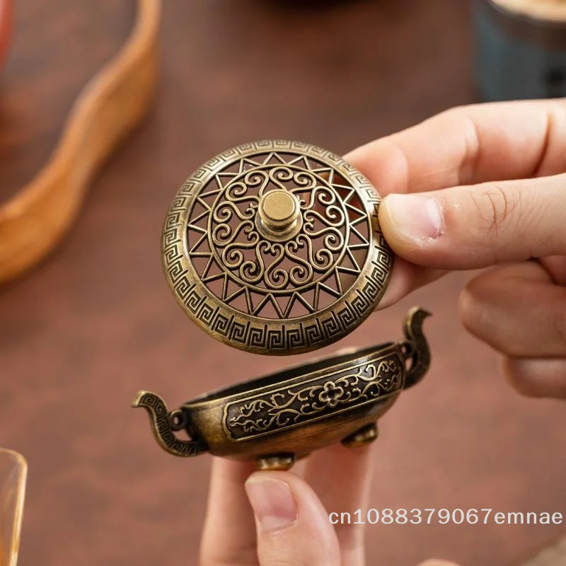 Retro Kupfer-Räucherstäbchenhalter, Vintage Bronze-Ständer für Kohleofen, Luxuriöser Metall-Räucherstäbchenhalter für Heimdekoration