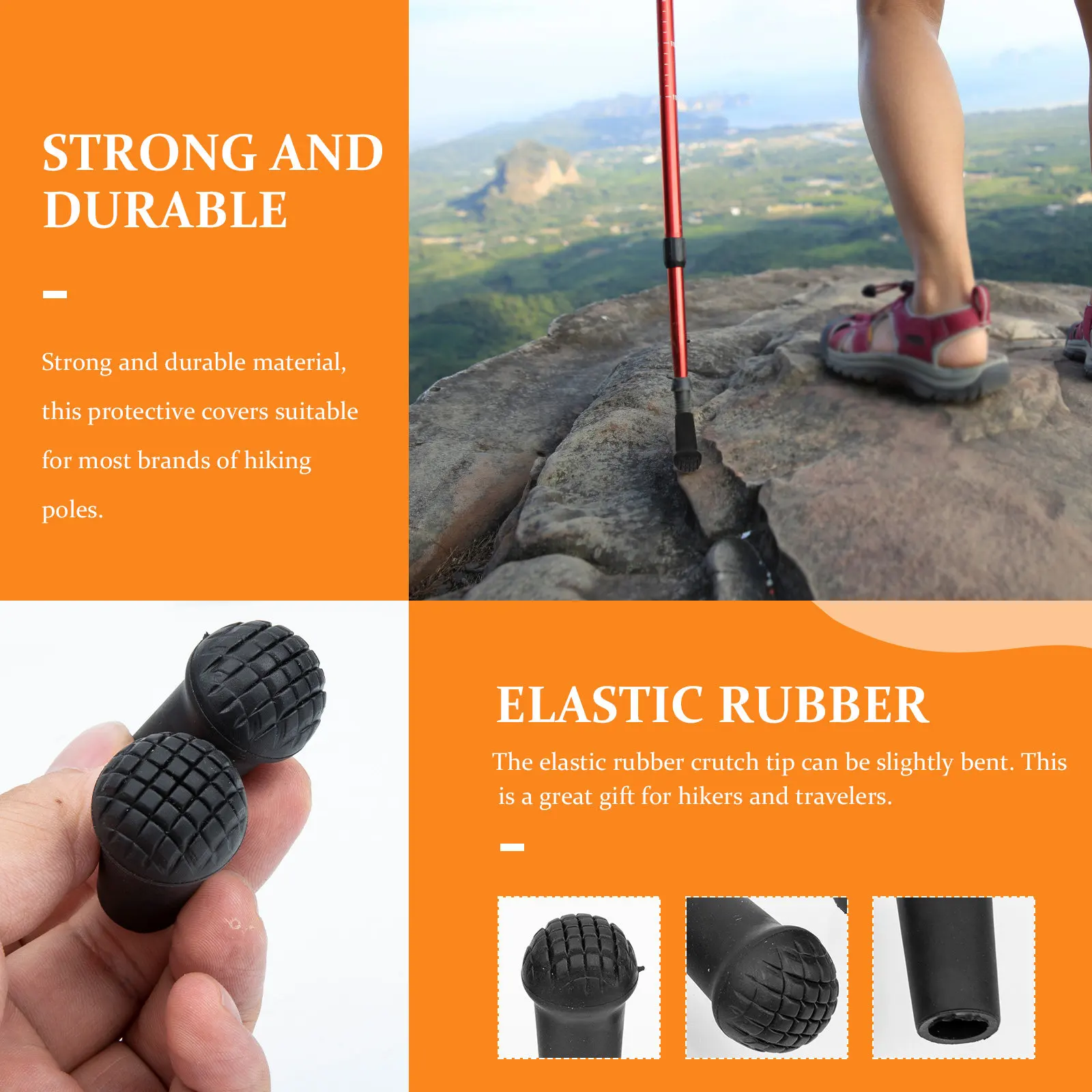 

8Pcs Hiking Pole Tips Anti-Skid Rubber Cane Tips Crutch Accessories Non-Slip Trekking Stick Protectors Camping Must Haves 2022