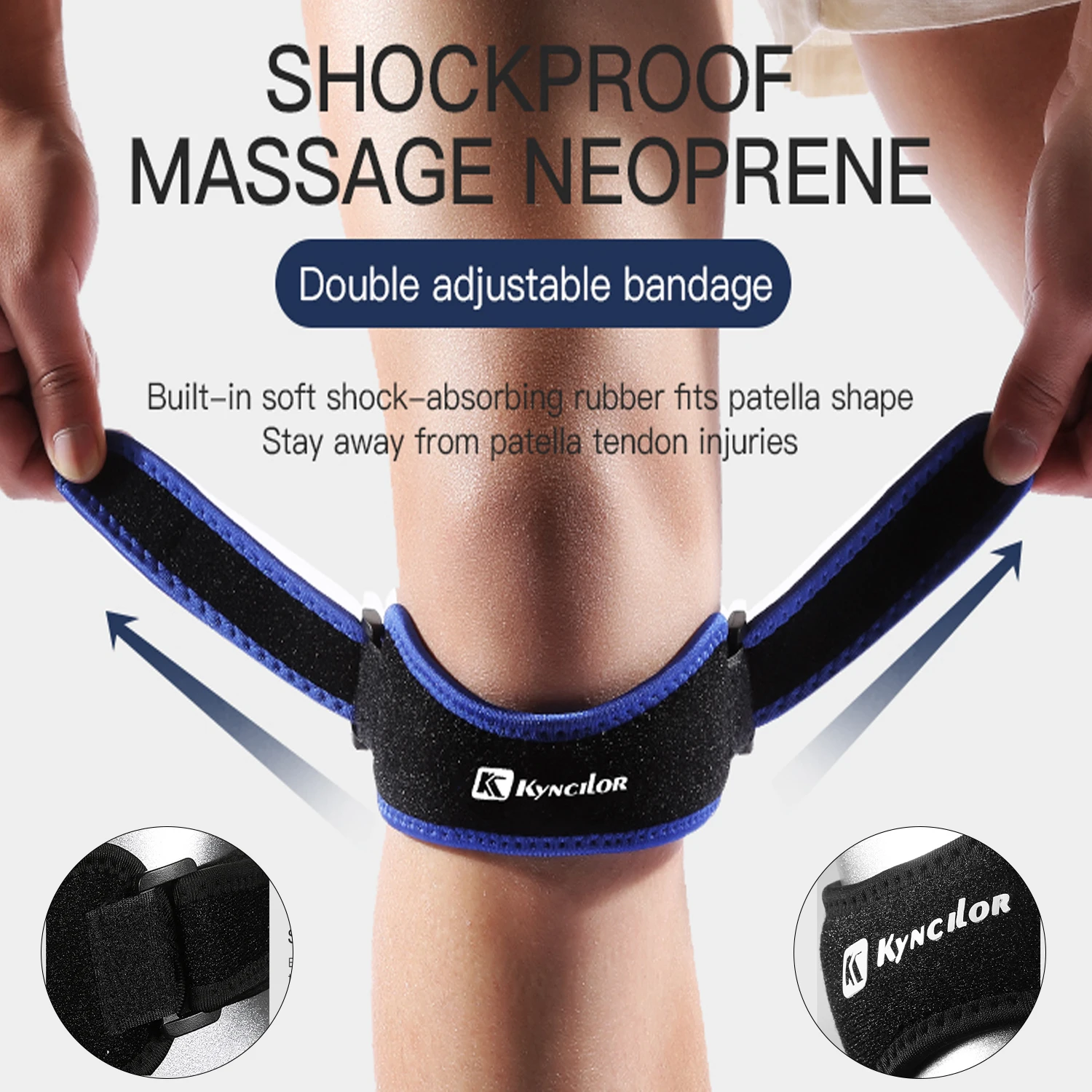 Sports Two-Way Compression Adjustment Patella With Eva Shock Absorption Cycling Running Basketball Meniscus Protection Knee Pads