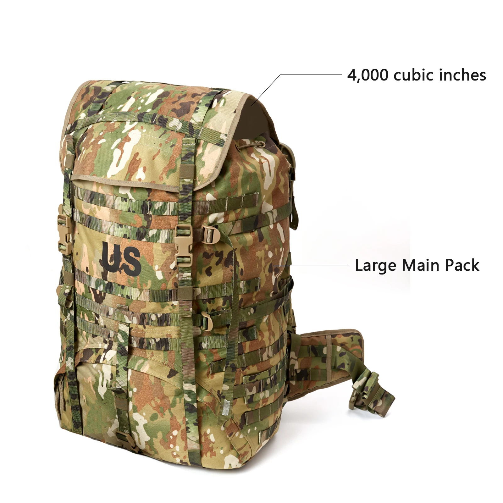 MT Military MOLLE 2 Large US Assault Rucksack with Frame Army Tactical Backpack Kit for Outdoor Multicam/OCP/UCP/Woodland Camo