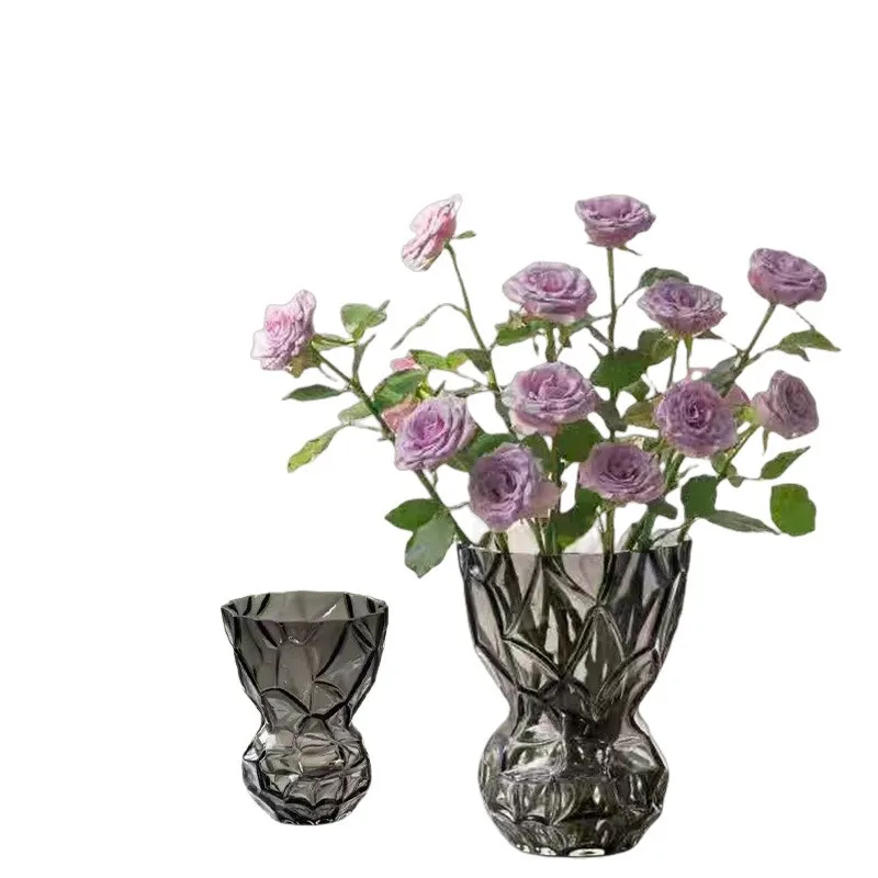 

Aesthetics Nordic niche valley texture soot transparent, high quality wide mouth hydroponic flowers glass vase wholesale