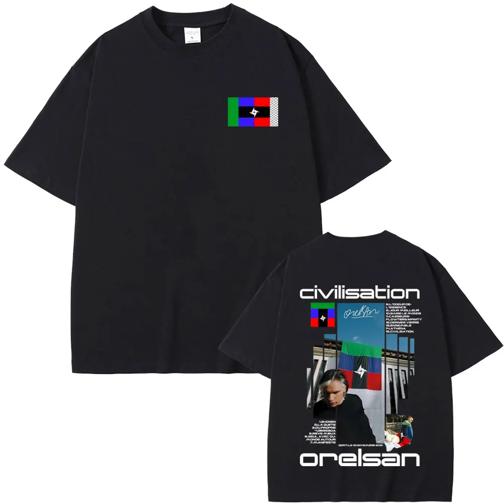 

Rapper Orelsan Civilisation Album Graphic T-shirt Men Women Hip Hop Fashion Pop Music Short Sleeve Tees Casual Oversized T Shirt