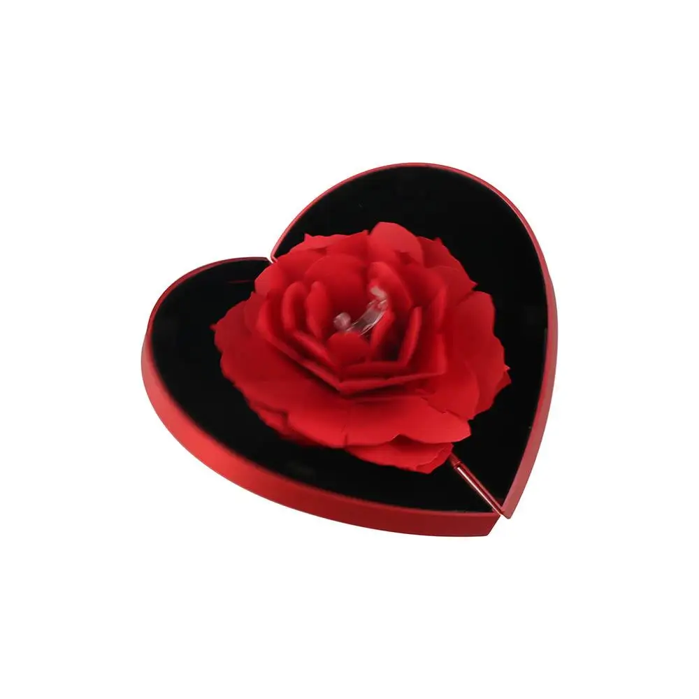 Heart Shape Rose Flower Ring Box Storage Box Jewelry Packaging 3D Ring Display Holder Specially Designed Ring Case