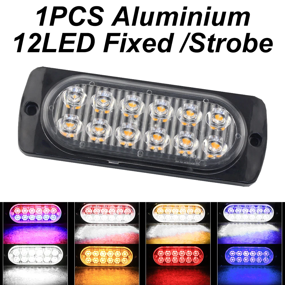 1PCS 12LED Car Warning Emergency Strobe Lights Flashing Light Hazard Light Bar Car Truck Off-road Vehicle ATV SUV Surface Mount
