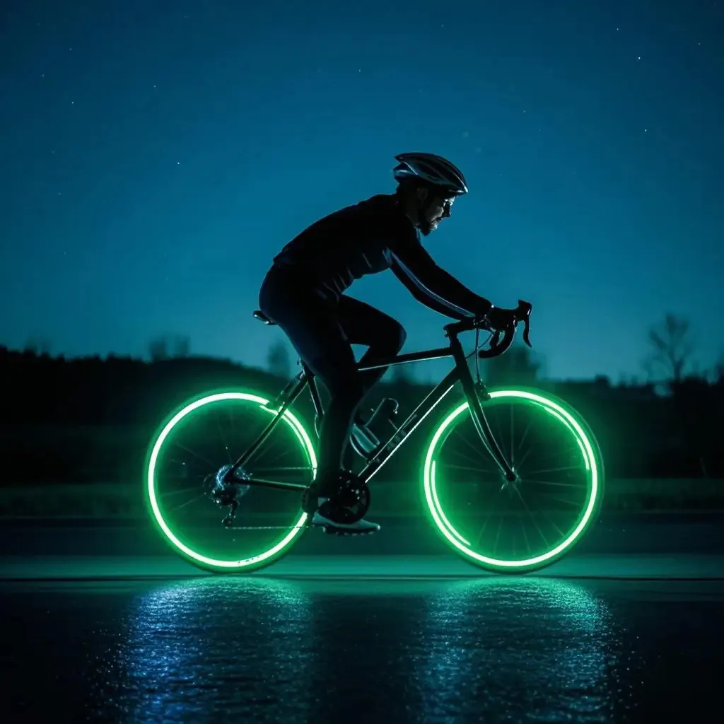 Glow in the Dark Reflective Stickers Bike Light with Mount Helmet Straps Battle Stripe Design for Bicycle Scooter Safety Gear