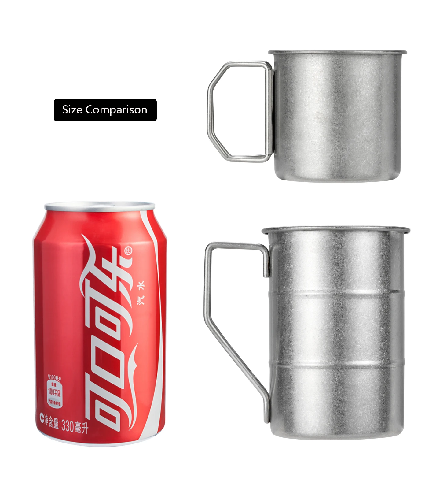 304 Edelstahl Wasserbecher mit Griff Individuelles Logo Text Retro Antik Silber Koreanischer Stil Kaffeebecher Outdoor Camping Geschenk – Detail 3