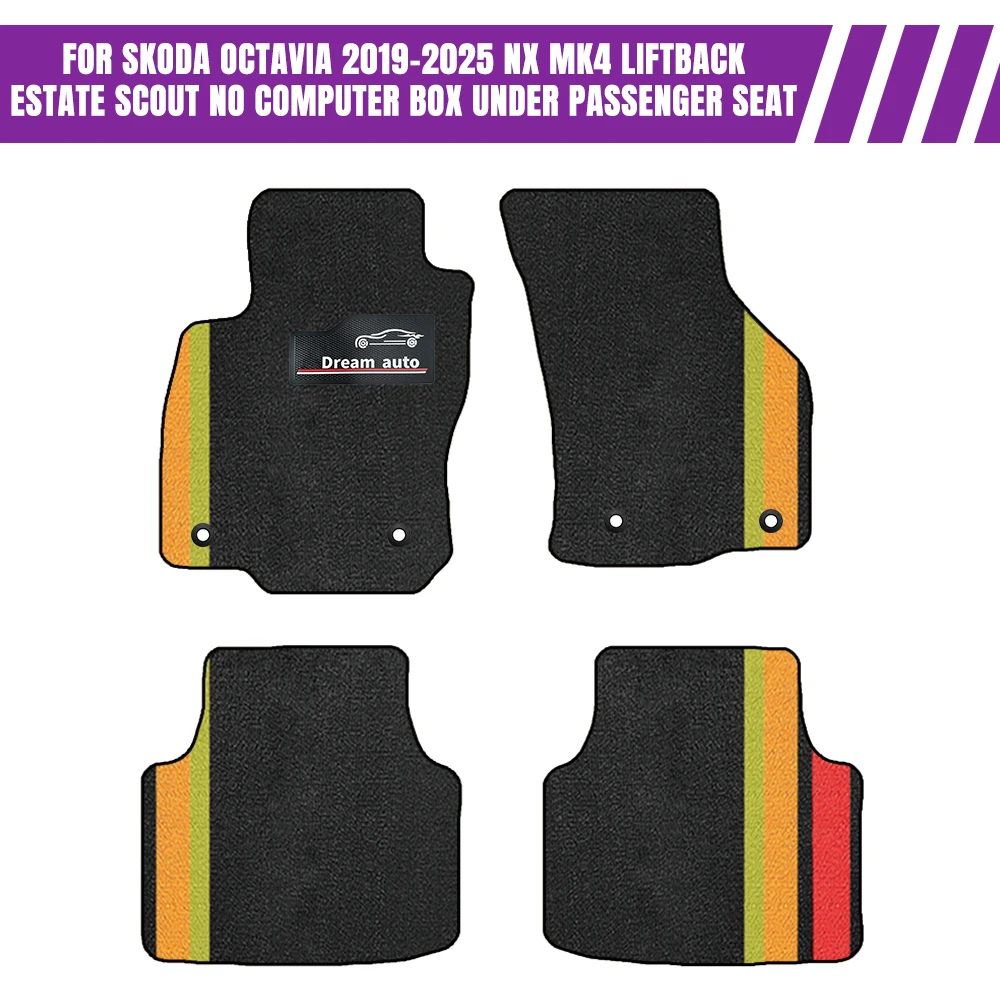 

For Skoda Octavia 2019–2025 NX MK4 Liftback Estate Scout No Computer Box Under Passenger Seat Car-Specific Floor Mats Car Mats