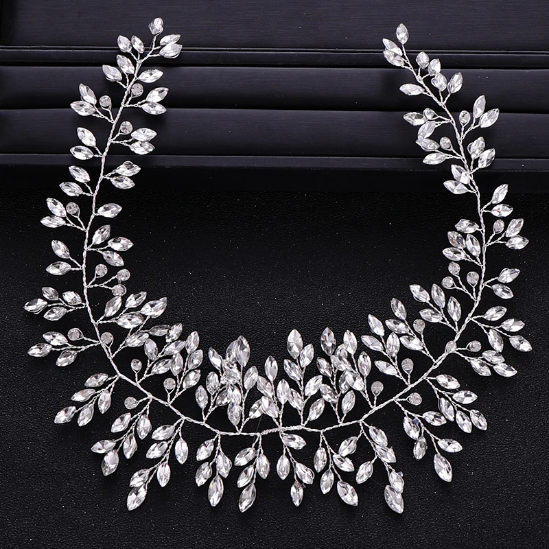 Fashion Silver Color Crystal Headbands Wedding Bridal Rhinestone Hairbands Women Head Jewelry