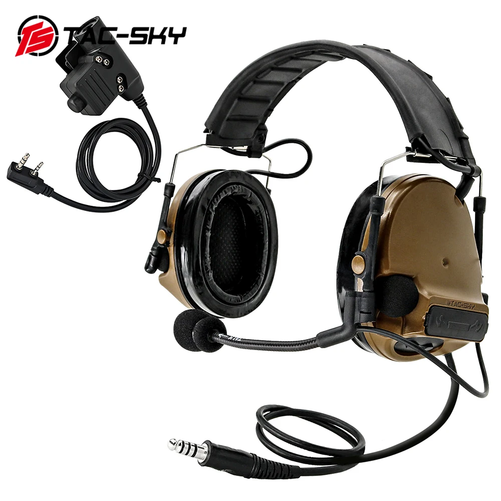 TAC-SKY COMTAC 3 Tactical Headset Walkie-talkie COMTAC III Headset Noise Reduction Headphone with Tactical Ptt for Baofeng Radio