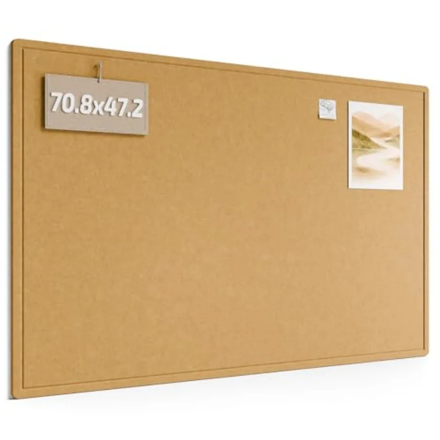 

Large Bulletin Board 70.8" x 47.2"Cork Board Alternative with 48 Safe Removable Adhesive Tabs Foldable Felt Pin Board for Home