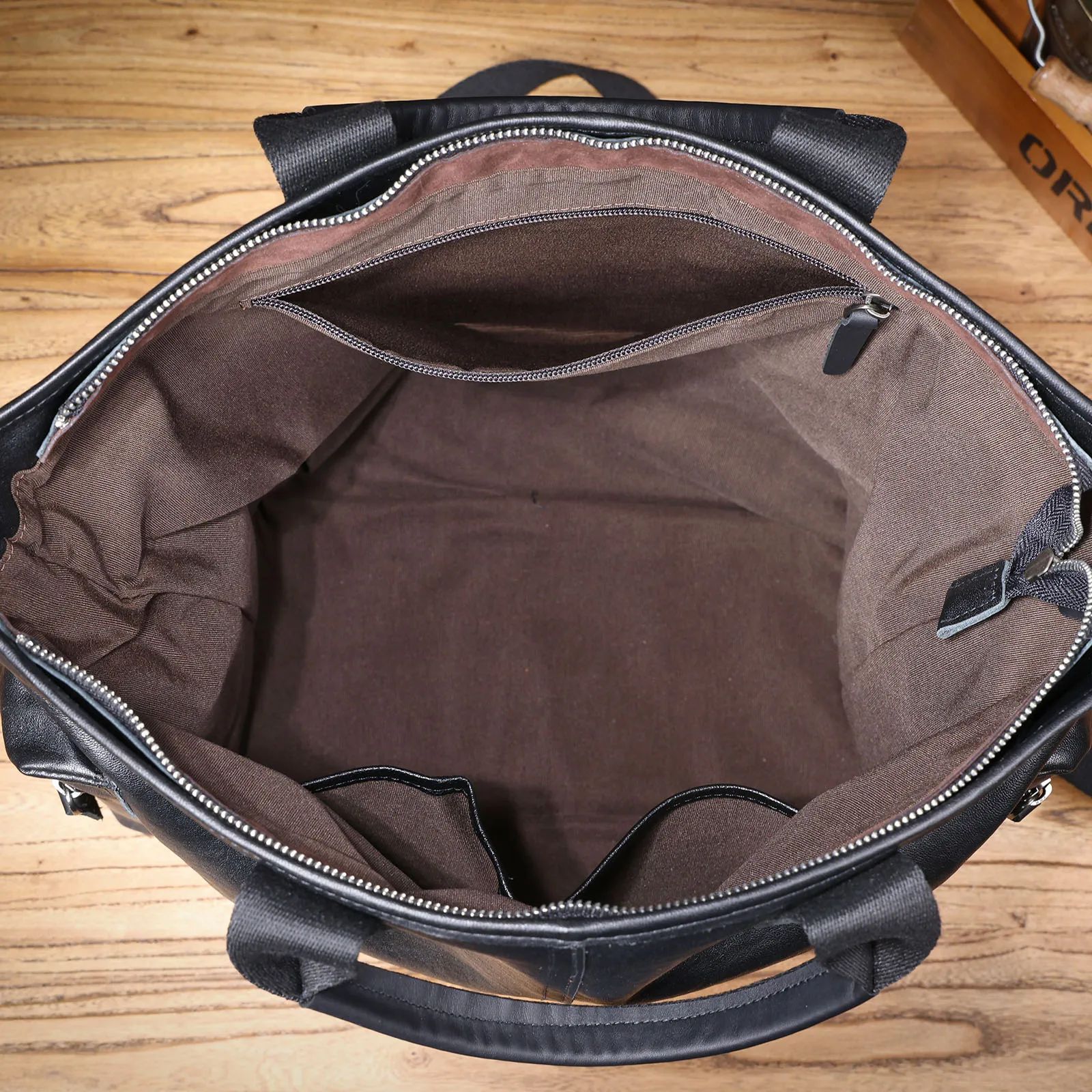 Echtleder Herren-Aktentasche 15 Zoll Laptop-Tasche Einfache Rindsleder-Handtasche Pflanzlich gegerbtes Leder Modischer Casual-Stil – Detail 14