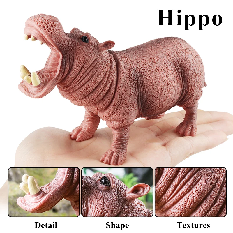 Oenux Forest Wild Animal Lion Tiger Giraffe Zebra Hippo Horse Elephant Model Action Figures Educational Cute Kids Toy Gift