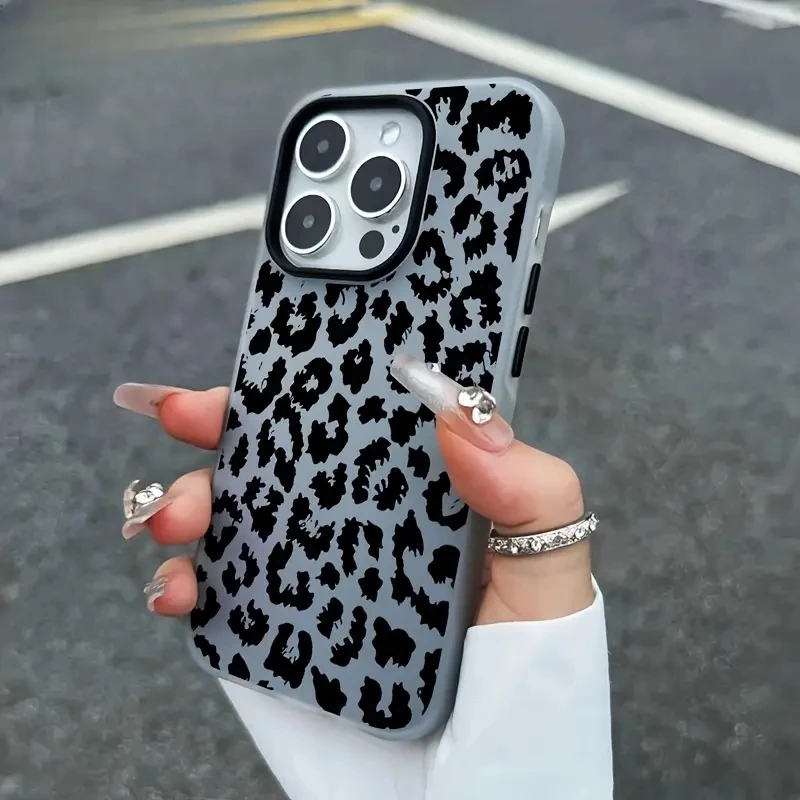 Spotted Black Leopard Print Jelly Color Phone Case for iPhone 17 Pro Max 16 15 14 13 12 11 Pro Max Plus 17Air Bumper Cover view 5