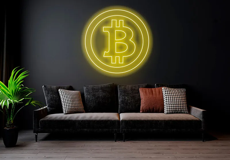 Custom LED Neon Light Llluminated Sign Bitcoin Bar Restaurant Shop Indoor Lamp Business Advertising Teen Room Wall Decoration