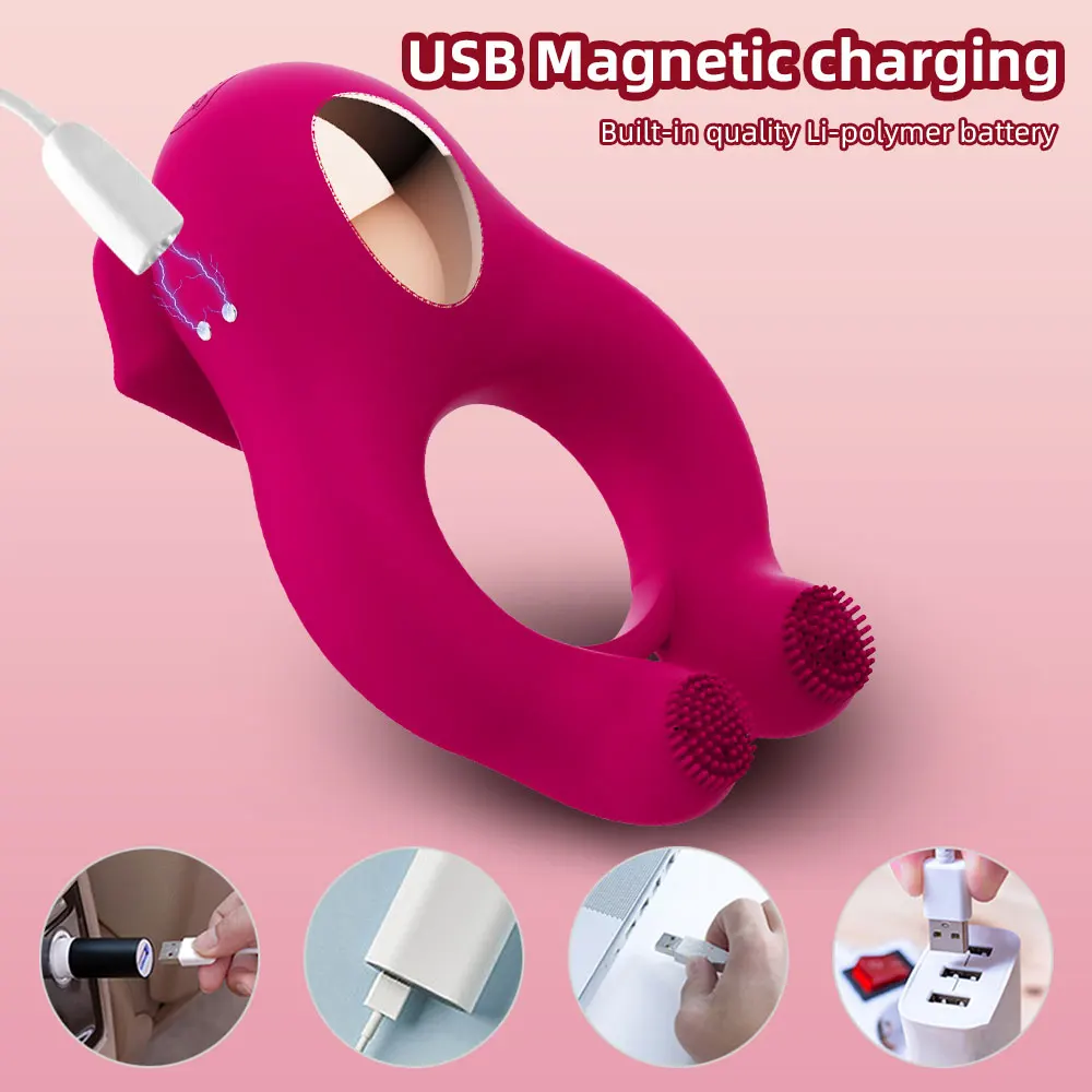 sexpuppe von temu SMD Penisring App 2-in-1 Vibrationsring Klitoris Stimulator Δαχτυλίδι Πέους  & Κλειτορίδας Vibration App Rosa main image 1