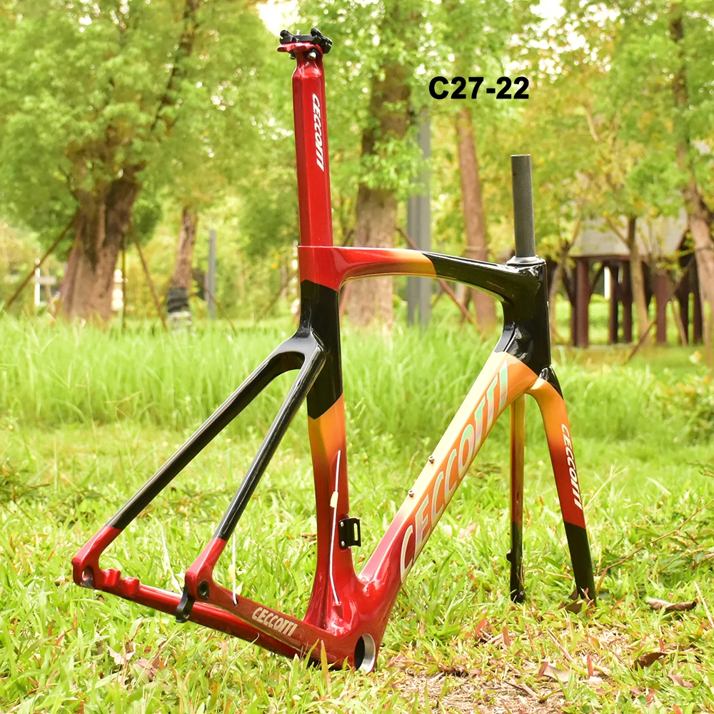 CECCOTTI-Carbon Road Bicycle Frame, Disc Brake, Max 700 x 30C, Full Internal Cable, 49-58cm, Bike Frames, 2024